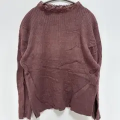 リブニット 【3L】長袖 ネックレース ピンク パープル