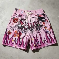 【値下げ可能】総柄 ファイヤーパターン ショートパンツ ピンクのサムネイル