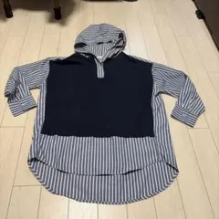 今日だけ価格。未使用品。ショコラフィネローブ濃紺とストライプ柄フード付チュニック