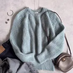 極美品▲IENAイエナ モヘヤ リブ編み ニットセーター 日本製 ふわふわ