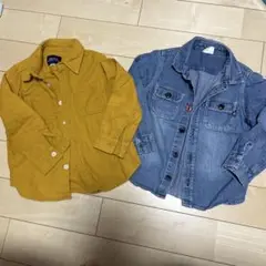 BREEZE マーキーズ 長袖シャツ 110 デニム・マスタード
