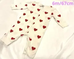プチバトー　ハートプリント足なしロンパース
