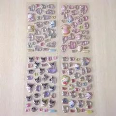e6　【4枚セット】サンリオ ぷっくりシール クリア ラメ デコ クロミ キティ