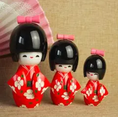 伝統的な日本のこけし 3体セット