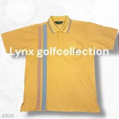 【リンクス】 ゴルフポロシャツ レトロ配色 胸ポケット 刺繍（M）