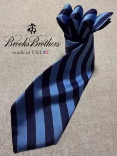 【USA製】Brooks Brothers／レジメンタル／ネイビー／ライトブルー