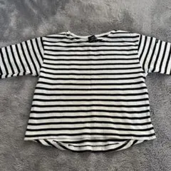 プティマイン　長袖カットソー 白黒ストライプ 100cm