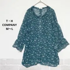T・H COMPANY 花柄 チュニックブラウス ピンタック 七分袖 K491