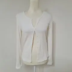 00s USA製 J.CREW/ジェイクルー リブニットカーディガン 白【M】のサムネイル