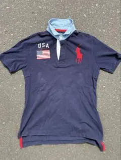 ポロ・ラルフ・ローレン ネイビー ✖️レッド　ポロシャツ　ビッグポニー　y2k