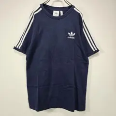 adidas　半袖　Tシャツ　O　ワンポイント　ロゴ　３本ライン　人気　古着
