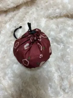 ★そのままバックに★花柄エコバッグ（レッド）　折りたたみ式