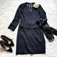 アンタイトル ノーカラージャケット スーツ L ママスーツ ツィード 卒業入学