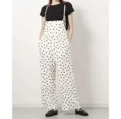 【美品】JUSGLITTYのドットレイヤードサロペのサムネイル