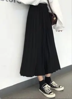 GRL ブラック プリーツロングスカート