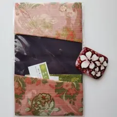 七宝焼　ブローチ　カードケース　和風　織物　布　セット