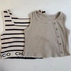 タンクトップ　クロップ丈　chico ボーダーニットタンクトップのサムネイル