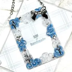 W860 ホイップデコ 硬質トレカケース 青 水色 白 キラキラ リボン ハート