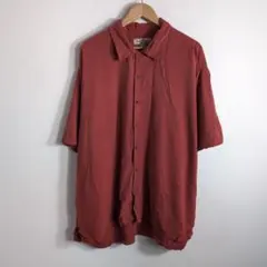 【夏物セール】トミーバハマ 高級シルク100% 半袖シャツ XXL ボルドー