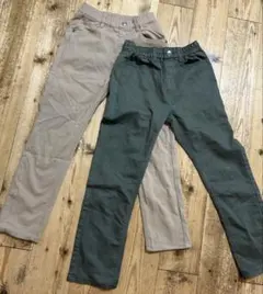 カーキ・ベージュ 140サイズ 長ズボン 2色セット