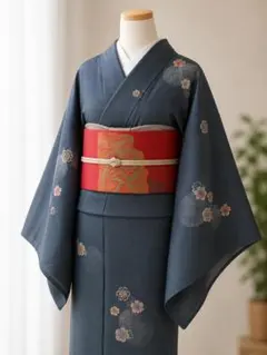お買得】着物と帯セット 普段着コーデ 小紋 単衣 猫 名古屋帯 着丈162