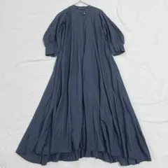ヌキテパ コットンルラックスストライプレースギャザースリーブドレス