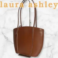 B931【肩掛け可能】laura ashley★レザー ブラウン トートバッグ