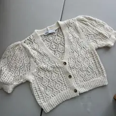 値下げ中ZARA アイボリー レース編み カーディガン S