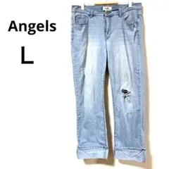 Angels ダメージ デニム ジーンズ W80 テーパード ロールアップ 14