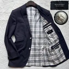 バーバリーブラックレーベル　テーラードジャケット　銀ボタン　ノバチェック　シルク