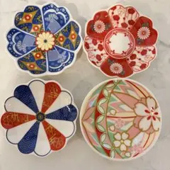 【新品】豆皿　小皿　晴れの日　和風デザイン 花びら形皿 4枚セット