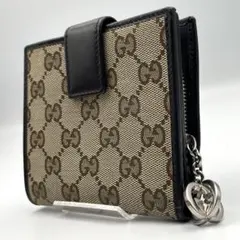 極美品✨GUCCI グッチ 二つ折り財布 GGキャンバス チャーム　インターのサムネイル