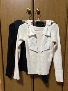 GreenParks リボン付きニットセーター 2色セット