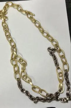 ビンテージ　ゴールド系ロングチェーンネックレス