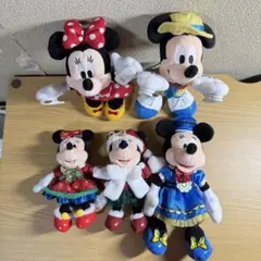 【バラ売り可】Disney ミニー ミッキー ぬいぐるみバッジ 5体セット