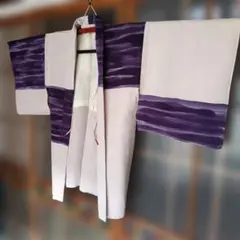紫と白(薄紫)の羽織 正絹 羽織紐つき