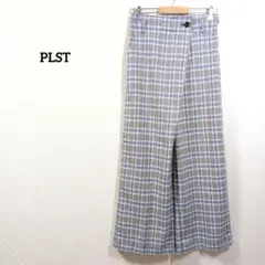 PLST ワイドパンツ チェック柄 M グレー系 美脚