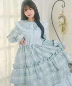 クティールとレトロ】2WAYキリカエチェックティアードフリルワンピース グリーン