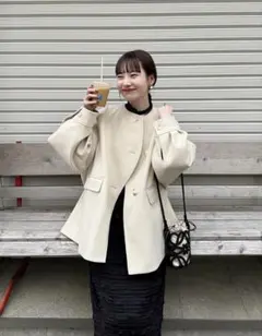 未使用25aw FRAY I.D ダブルフェイスラクーンカーディガン グレー