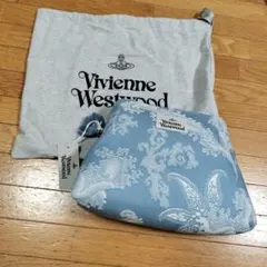 ヴィヴィアンウエストウッド ブルー ジャカード ポーチ クラッチバッグ