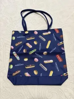 FAUCHON エコバッグ ネイビー エクレア マカロン柄のサムネイル