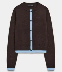 ZARA コントラストニットカーディガン