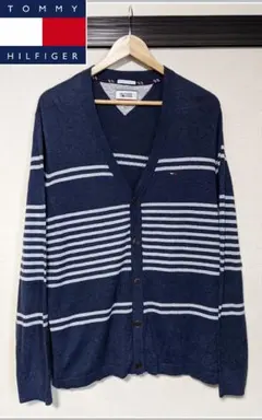 【TOMMY HILFIGER】ニットカーディガン/刺繍/ロゴ/ビッグ/美品