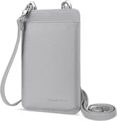 【本革】スマホショルダー 斜め掛け 超薄 グレー レザー