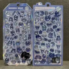 ボンボンドロップシール　よるねこボンボン　ブルー系