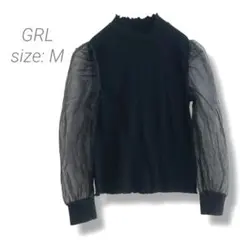 【グレイル】GRL✨美品✨シースルードッキングニット シアー長袖 ブラック M