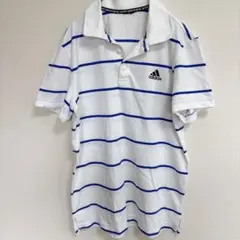 【定番】adidas アディダス ポロシャツ ボーダー ホワイト×ブルー