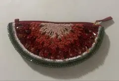 【新品未使用】ビーズ刺繍 スイカモチーフ ポーチ/ショルダーバッグのサムネイル