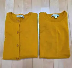 HUMAN WOMAN マスタード カーディガン　アンサンブル　ウール100%