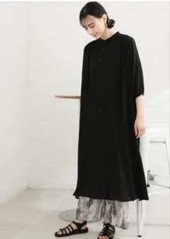 七分袖 ロングワンピース